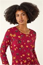 Rust Floral Print Pocket Detail Midi Dress, Image 4 of 5