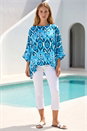Blue Ikat Print Tunic Top, Image 2 of 4