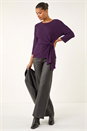 Purple Textured Asymmetric Wrap Top, Image 1 of 5