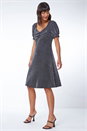 Black Shimmer Sweetheart Neck Swing Dress, Image 3 of 5