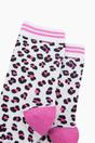 White Sock Talk White Leopard Combed Cotton Glitter Socks, Image 2 of 4