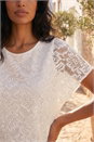 Ivory  Lace Bubble Hem Top, Image 4 of 4