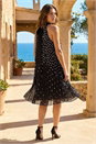 Black Petite Polka Dot Halter Neck Pleat Dress, Image 3 of 4