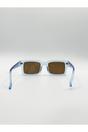 Blue Square Frame Sunglasses in Translucent Blue with Brown Lenses, Image 4 of 4