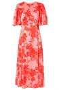 Pink Floral Print Oriental Midi Dress, Image 4 of 4