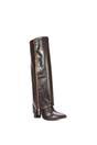 Brown XY LONDON Brown 'Allie' Knee High Boots Fold Over Point Toe Deco Zip, Image 2 of 6