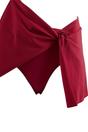 Burgundy Slit Detail Skirted Bikini Bottom, Image 2 of 3