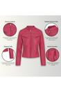 Pink Infinity Leather Pink Slim-Fit Leather Biker Jacket-Tulsa, Image 3 of 6