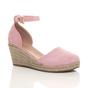 Light Pink AJVANI Light Pink Mid Wedge Heel Ankle Strap Espadrille Sandals, Image 1 of 6