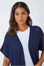 Navy  Short Sleeve Longline Cardigan, Image 4 of 5
