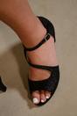 Black 'Beatrice' Low Kitten Heel Crossover Strap, Image 3 of 3