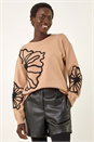 Camel  Cornelli Floral Knit Jumper, Image 1 of 5