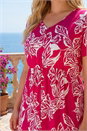 Fuchsia Curve Floral Print Tiered Midi Dress, Image 4 of 4