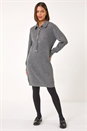 Grey Knitted Zip Detail Dress, Image 2 of 5