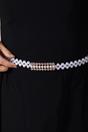 White Strenchy Pearl Chain Belt With Diamante Buckle, Image 3 of 4