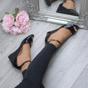 Black AJVANI Black Mid Wedge Heel Ankle Strap Sandals, Image 5 of 6