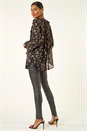 Rose Foil Heart Print Frill Front Blouse, Image 3 of 5