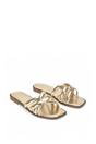 Gold XY LONDON Gold 'Fiona' Strappy Flat Open Toe Sandal Mule Sliders, Image 4 of 5