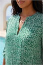 Green Curve Spot Print Notch Neck Top, Image 4 of 4