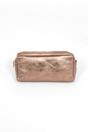Champagne Metallic Italian Leather Cosmetic Bag, Image 1 of 2