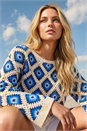 Blue Dusk Diamond Crochet Knit Top, Image 1 of 4