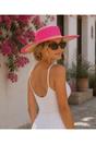  Kacie - Wide Brim Straw Hat - Hot Pink, Image 2 of 2
