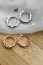Silver The Colourful Aura Sterling Silver Hexagon Huggie Hoops, 1 cm, Image 3 of 3