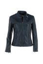 Navy 'lolita' Real Leather Mandarin Collar Biker Jacket, Image 2 of 5