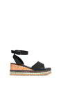 Black XY LONDON Black Platform Chunky Wedge Flatform Sandals With Ankle Strap, Image 1 of 6