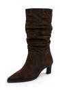 Dark Brown Suede Mid-Calf Heeled Long Boots, Image 2 of 8