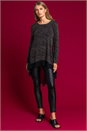 Gold Glitter Wave Dipped Hem Tunic Top, Image 3 of 4