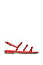 Red XY LONDON Red 'Pamela' Flat Strappy Sandals with Beaded Detail, Image 1 of 5