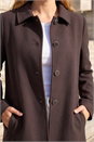 Chocolate Buttoned Swing Coat, Image 4 of 4