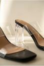 Black iKrush Black Ines Square Toe Perspex Block Mules, Image 3 of 5
