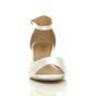 White AJVANI White Mid Wedge Heel Ankle Strap Sandals, Image 6 of 6