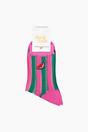 Multi Watermelon Stripes Combed Cotton Sheer Pop Socks in Pink, Image 4 of 4