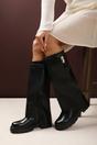 Black 'Brescia' Fold Over Knee High Chunky Sole Boots, Image 2 of 2