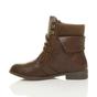 Brown Lace Up Knitted Collar Biker Military Boots, Image 3 of 5