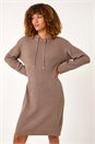 Beige Hooded Knit Dress, Image 4 of 5