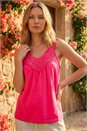 Pink Crochet Trim Vest Top, Image 1 of 4