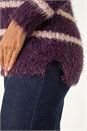 Plum Stripe Fluffy Knit Jumper, Image 5 of 5