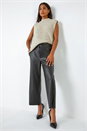 Black Faux Leather Wide Leg Crop Trousers, Image 6 of 6