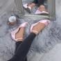 Pink AJVANI Pink Mid Wedge Heel Ankle Strap Sandals, Image 5 of 6