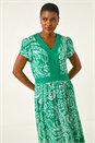 Green Paisley Lace Trim Maxi Dress, Image 4 of 5