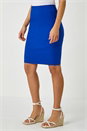 Royal Blue Pull On Stretch Elastic Waist Pencil Skirt, Image 4 of 5