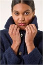 Navy  Collared Borg Fleece Jacket, Image 4 of 5