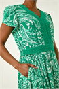 Green Paisley Lace Trim Maxi Dress, Image 5 of 5