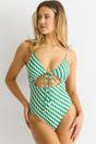 Green Green Wave Pint Tie Front Swimsuit, Image 1 of 4