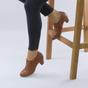 Tan AJVANI Tan Mid Heel Brogue Button Ankle Boots Shoe Boots, Image 5 of 6