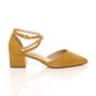 Yellow AJVANI Yellow Mid Block Heel Crossed Strap Pointed Toe 2 Part Heels, Image 2 of 6
